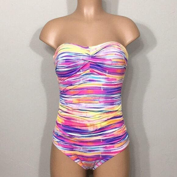 Lauren Ralph Lauren pastel stripe swimsuit. New - Picture 4 of 9